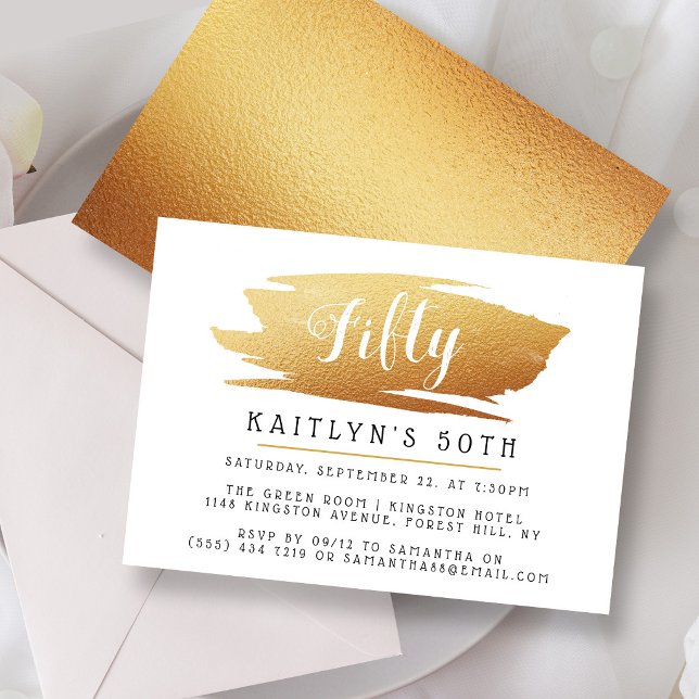 Invitación Cumpleaños de Damas con Hoja de Oro Elegante y de  (Subido por el creador)