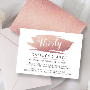 Invitación Cumpleaños de Damas con Rosa Dorado Foil Chic y de