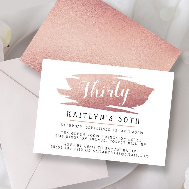 Invitación Cumpleaños de Damas con Rosa Dorado Foil Chic y de (Subido por el creador)