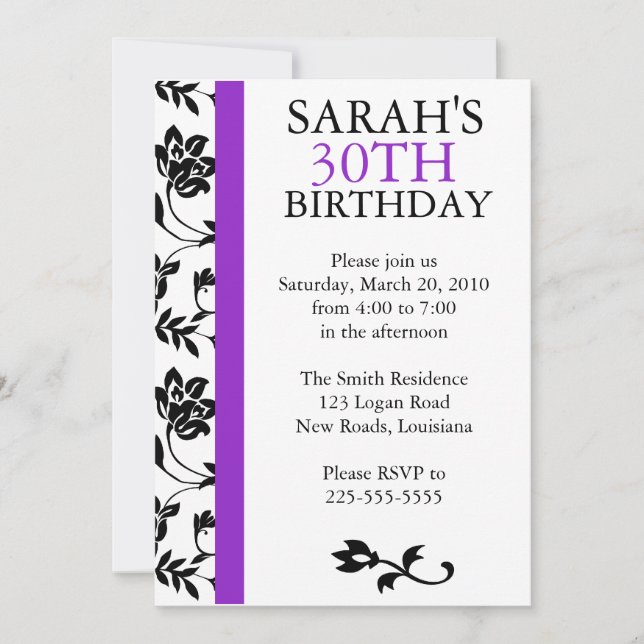 Invitación Cumpleaños de Damask (Anverso)