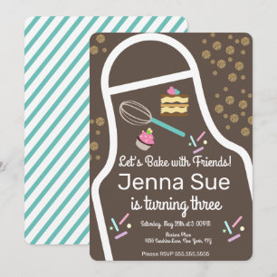 Invitación Cumpleaños de decoración de cupcakes con brillo