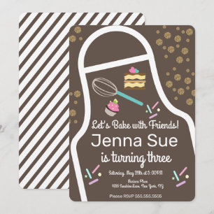 Invitación Cumpleaños de decoración de cupcakes con brillo