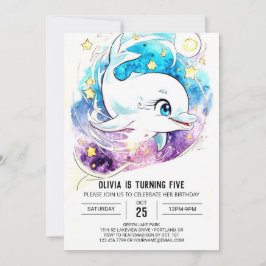 Invitación Cumpleaños de delfín acuático mágico colorido