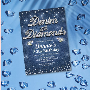 Invitación Cumpleaños de Denim y Diamonds