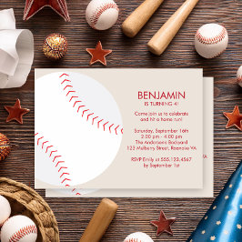 Invitación Cumpleaños de Deportes con Temas de Béisbol Beige