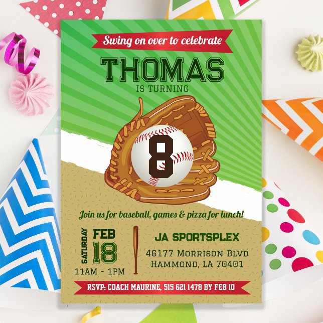 Invitación Cumpleaños de Deportes de Béisbol (Subido por el creador)