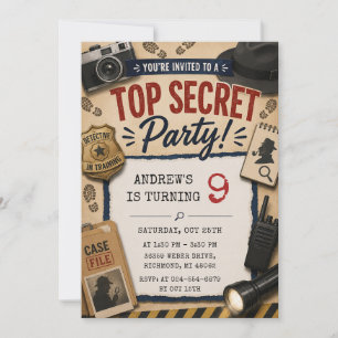 Invitación Cumpleaños de detective de misterio para niños per