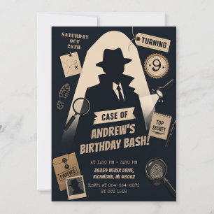 Invitación Cumpleaños de detective de niños personalizado