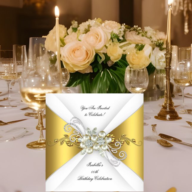 Invitación Cumpleaños de Diamante de Plata de Oro Amarillo Pe (Subido por el creador)