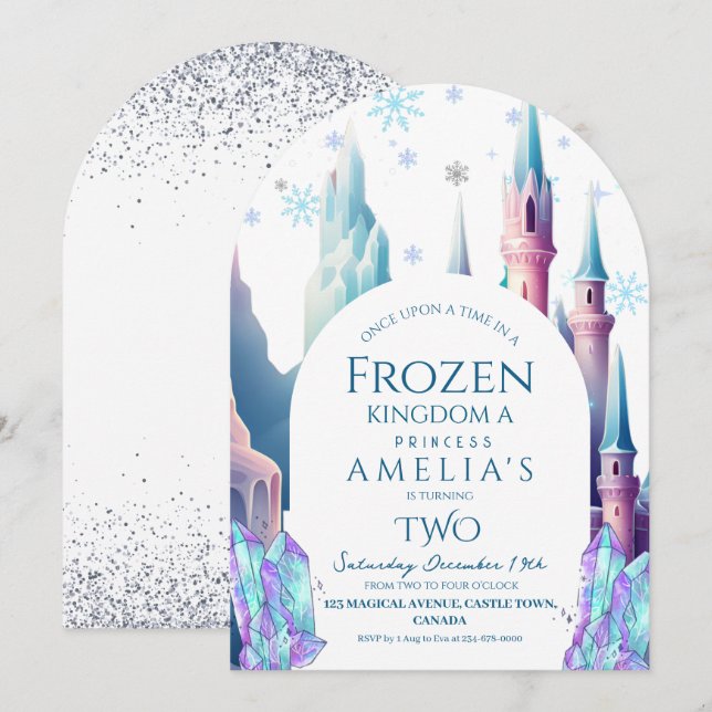 Invitación Cumpleaños de dibujos animados del castillo de Fro (Anverso / Reverso)