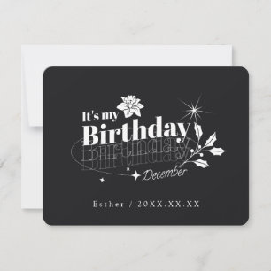 Invitación Cumpleaños de diciembre floral con cita negra pers
