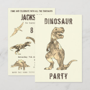 Invitación Cumpleaños de Dinosaur Boys 8 T Rex Rugido Turques