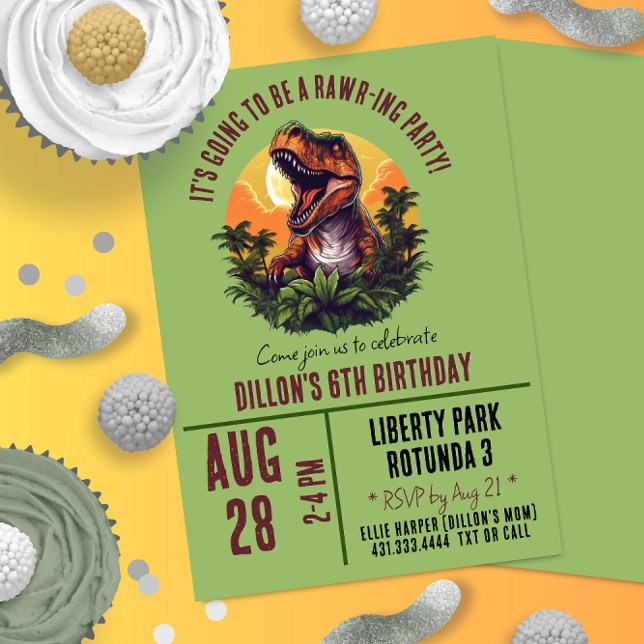 Invitación Cumpleaños de Dinosaur Rawr (Subido por el creador)