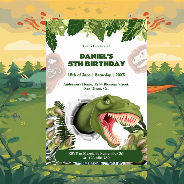 Invitación Cumpleaños de Dinosaurio 3D (Subido por el creador)