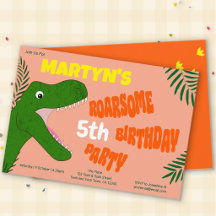 Cumpleaños de dinosaurio colorido y lindo para 5 a
