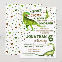 Invitación Cumpleaños de dinosaurio Dino T-Rex fiesta prehist