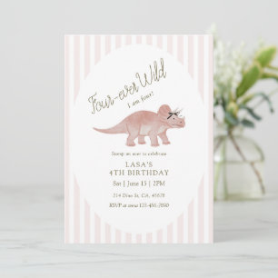 Invitación Cumpleaños de dinosaurio Four-ever Wild