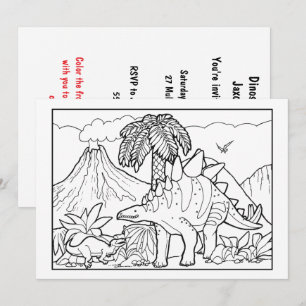 Invitación Cumpleaños de dinosaurio para colorear Descarga di