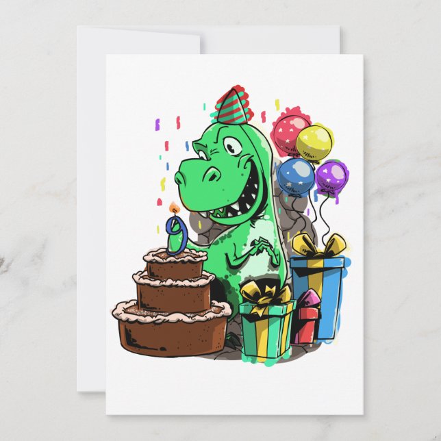 Invitación Cumpleaños de dinosaurio para un T Rex de 9 años (Anverso)