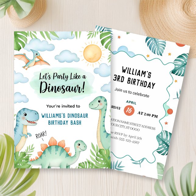 Invitación Cumpleaños de Dinosaurio Rugiente (Subido por el creador)