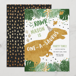 Invitación Cumpleaños de Dinosaurio T-Rex Niño Primer Cumplea