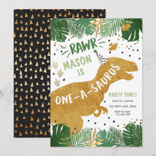 Invitación Cumpleaños de Dinosaurio T-Rex Niño Primer Cumplea