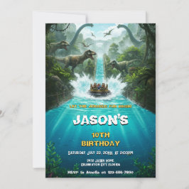 Invitación Cumpleaños de Dinosaurio T-Rex Parque Temático Jur