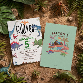 Invitación Cumpleaños de Dinosaurios Acuarela