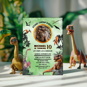 Invitación Cumpleaños de dinosaurios jurásicos fiesta pisotea