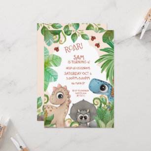 Invitación Cumpleaños de Dinosaurios Niños 4