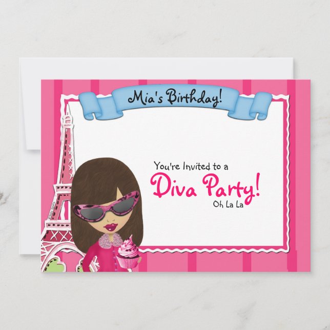 Invitación Cumpleaños de Diva (Anverso)