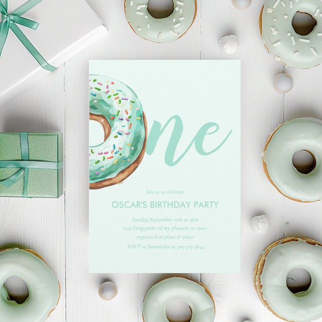 Invitación Cumpleaños de Donut Verde (Subido por el creador)