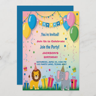Invitación Cumpleaños de Dos Animales Safari