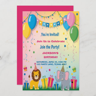 Invitación Cumpleaños de Dos Animales Safari
