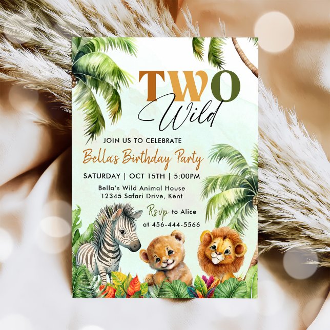 Invitación Cumpleaños de dos animales salvajes de Safari de l (Subido por el creador)
