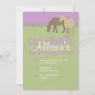 Invitación Cumpleaños de dos Chicas de Caballos Marrones