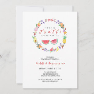 Invitación Cumpleaños de dos Chicas Fruitti, segundo cumpleañ