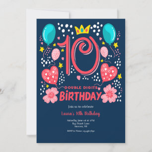 Invitación Cumpleaños de dos dígitos
