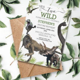 Invitación Cumpleaños de dos dinosaurios salvajes Tyrannosaur