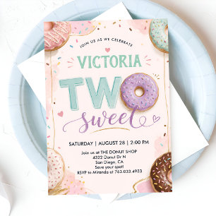 Invitación Cumpleaños de Dos Dulces Donuts 2º Fiesta de Cumpl
