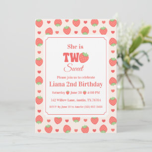 Invitación Cumpleaños de dos dulces niñas de fresa
