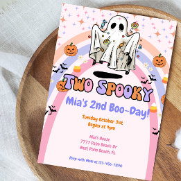 Invitación Cumpleaños de dos espantados Groovy Halloween