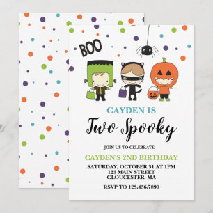 Invitación Cumpleaños de dos niños espeluznantes de Halloween