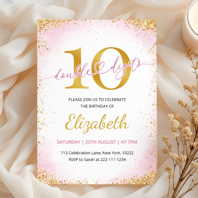 Invitación Cumpleaños de Double Digits Girl 10 años (Subido por el creador)
