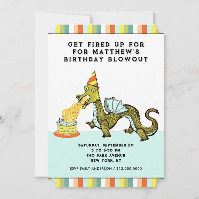 Invitación Cumpleaños de Dragón (Anverso)