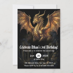 Invitación Cumpleaños de dragón acuarela