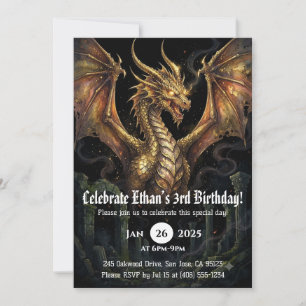 Invitación Cumpleaños de dragón acuarela
