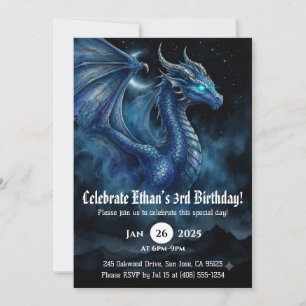Invitación Cumpleaños de dragón acuarela
