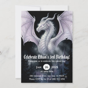 Invitación Cumpleaños de Dragón Acuarela
