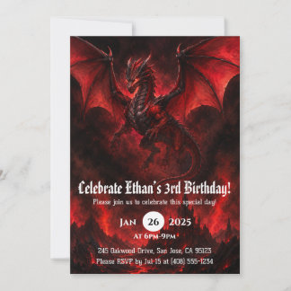 Invitación Cumpleaños de dragón acuarela